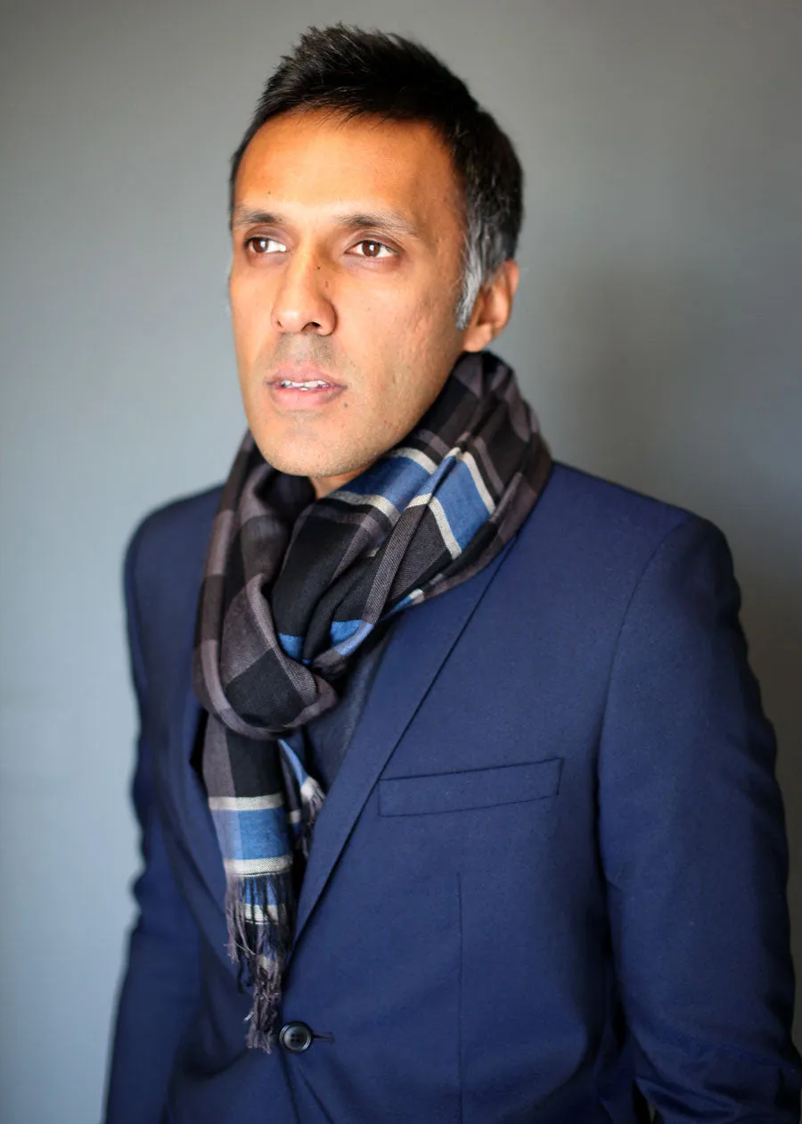 Adam Black & Blue Checkered Plaid Scarf