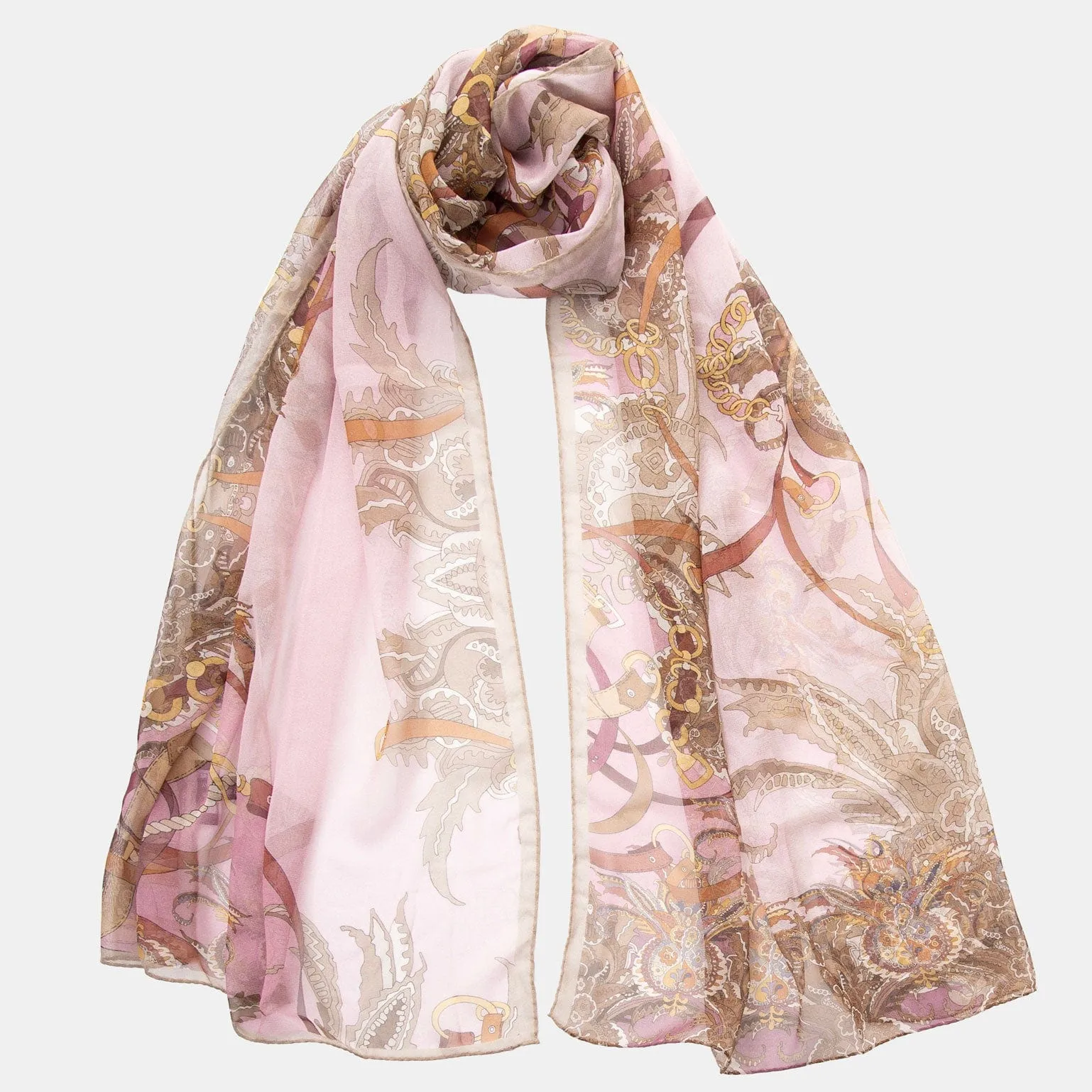 Alessandra - Long Sheer Silk Scarf - Cameo Pink