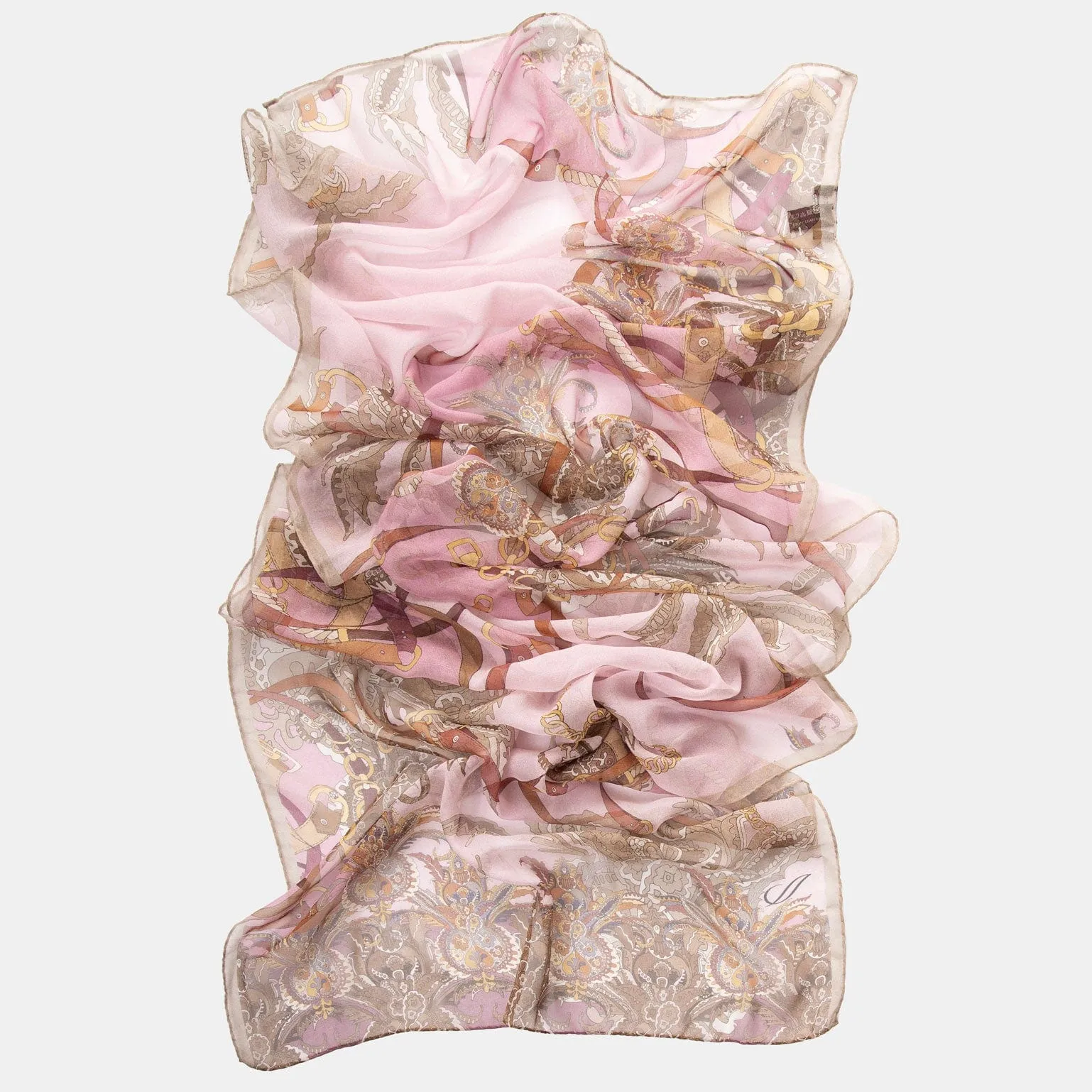 Alessandra - Long Sheer Silk Scarf - Cameo Pink