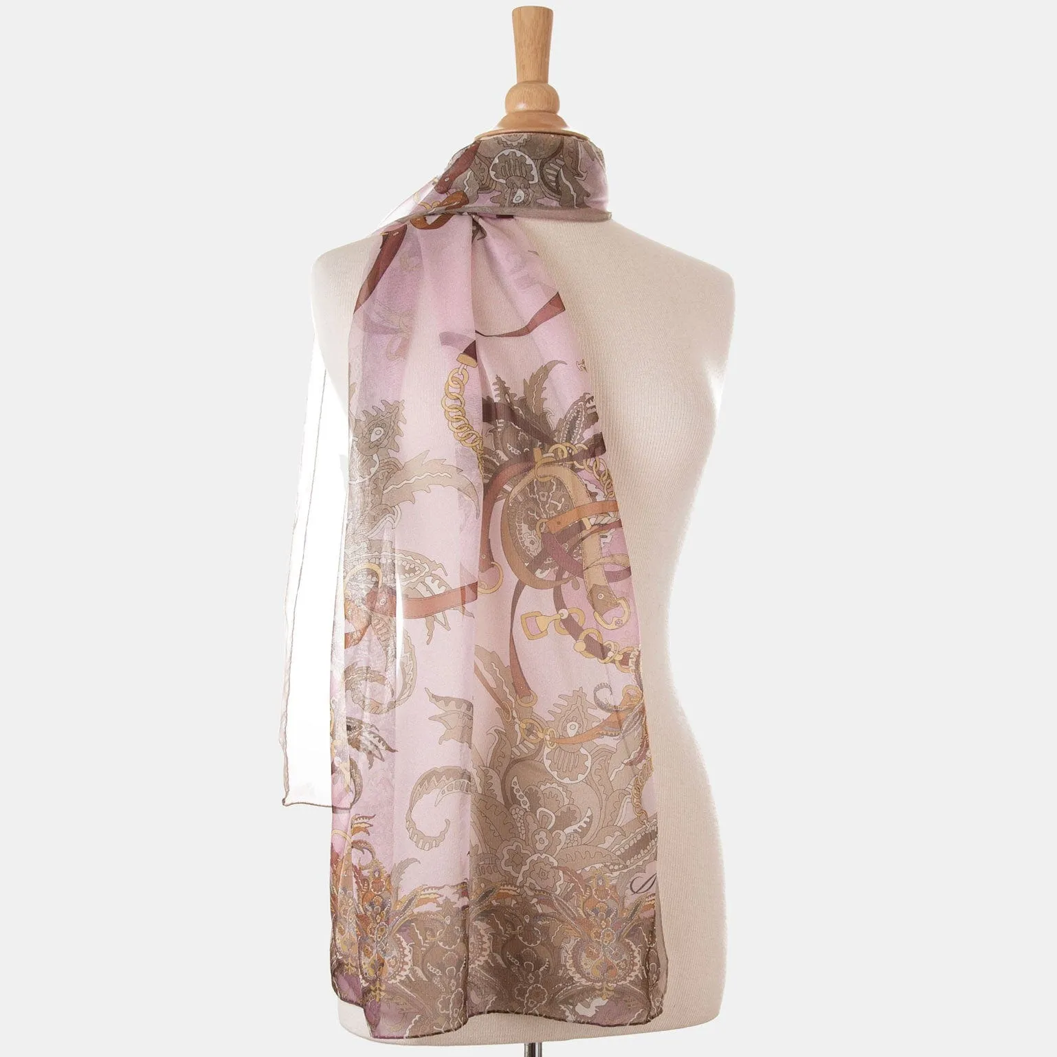 Alessandra - Long Sheer Silk Scarf - Cameo Pink
