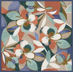 Armine Azure Floral Silk Scarf #80