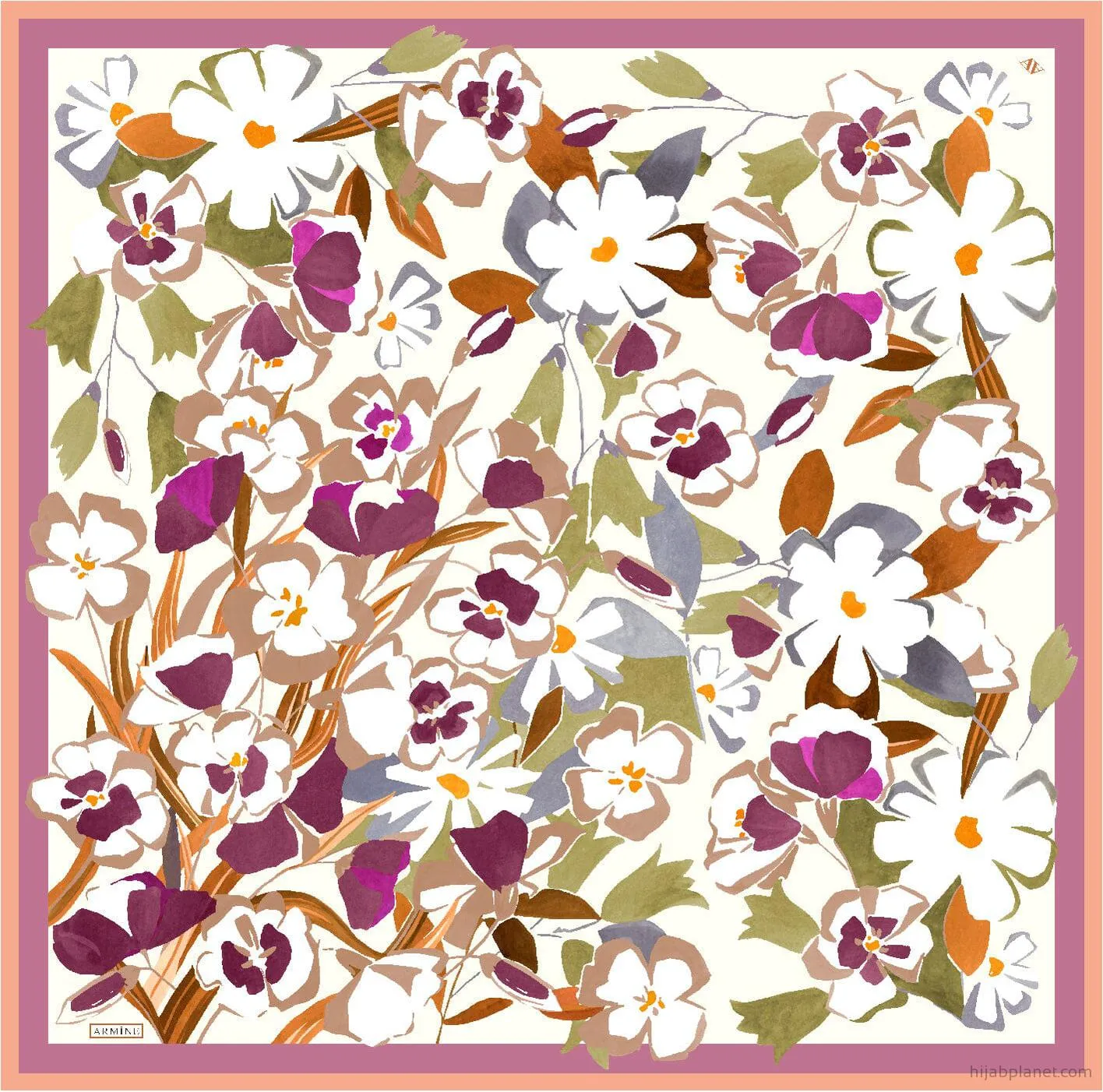 Armine Savannah Floral Silk Scarf #52