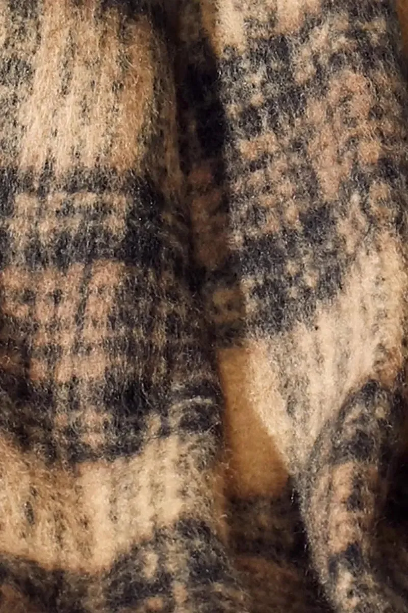 Chunky Oversized Wool Blend Plaid Blanket Scarf