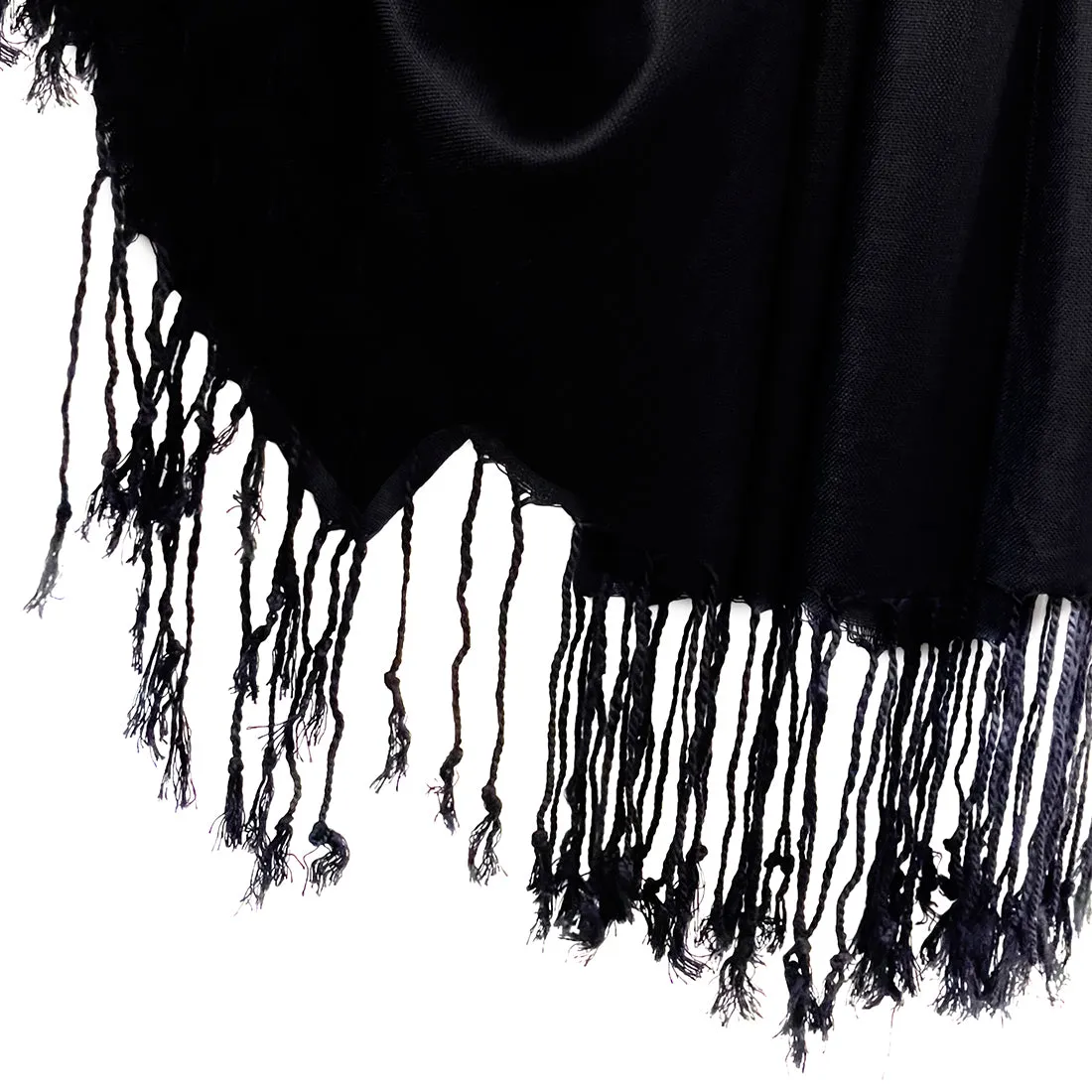 Contemporary Solid Black Satin Scarf