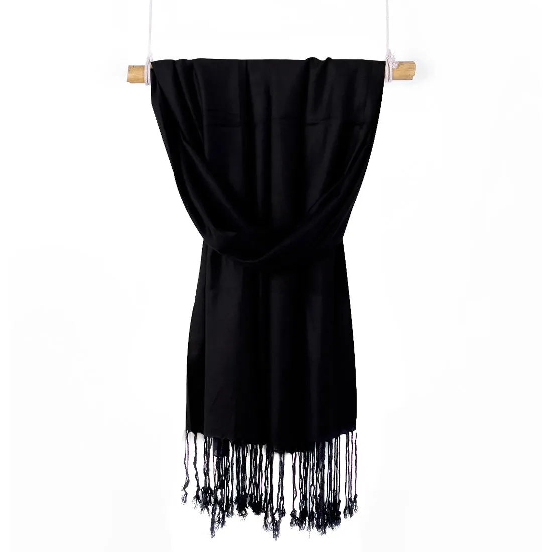 Contemporary Solid Black Satin Scarf