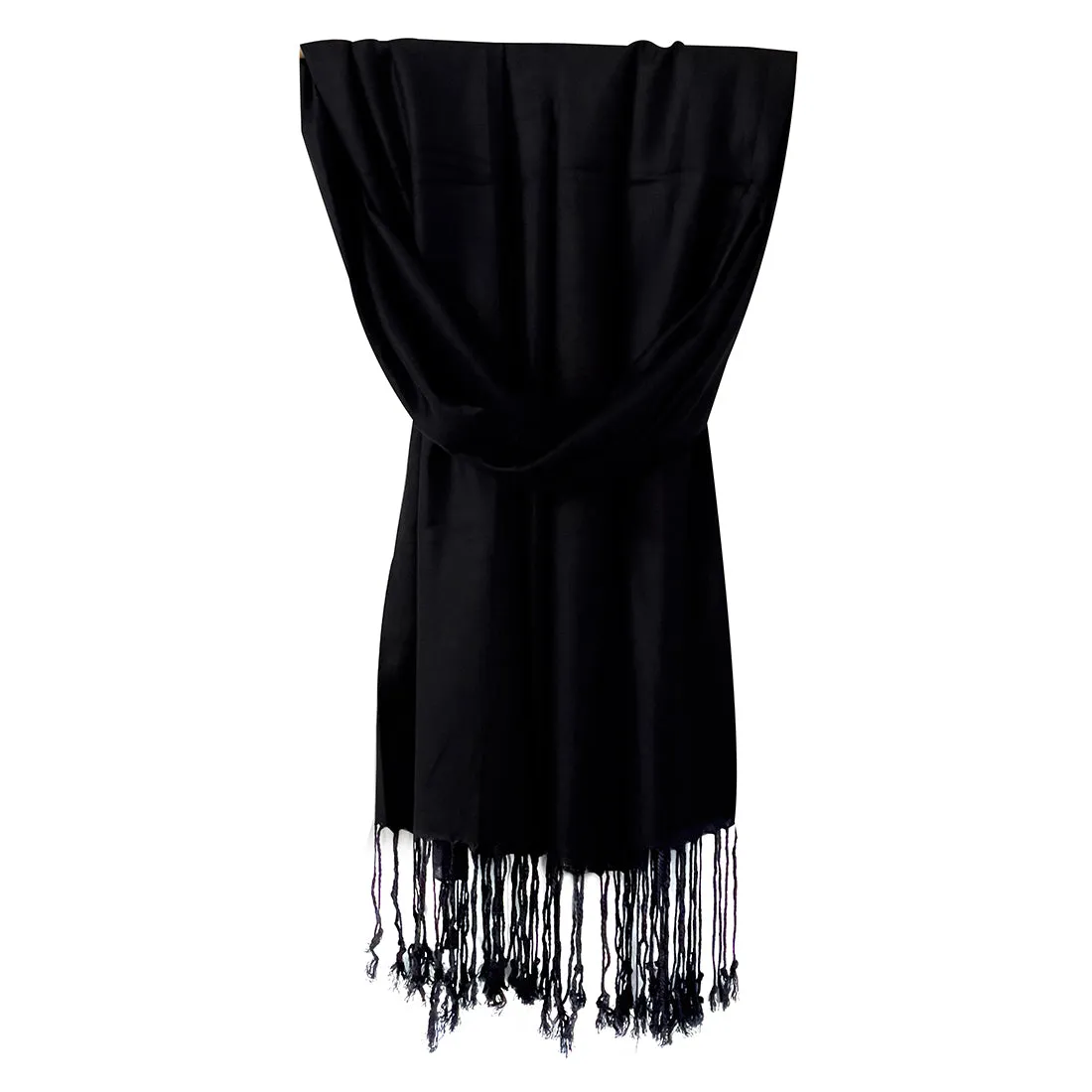 Contemporary Solid Black Satin Scarf