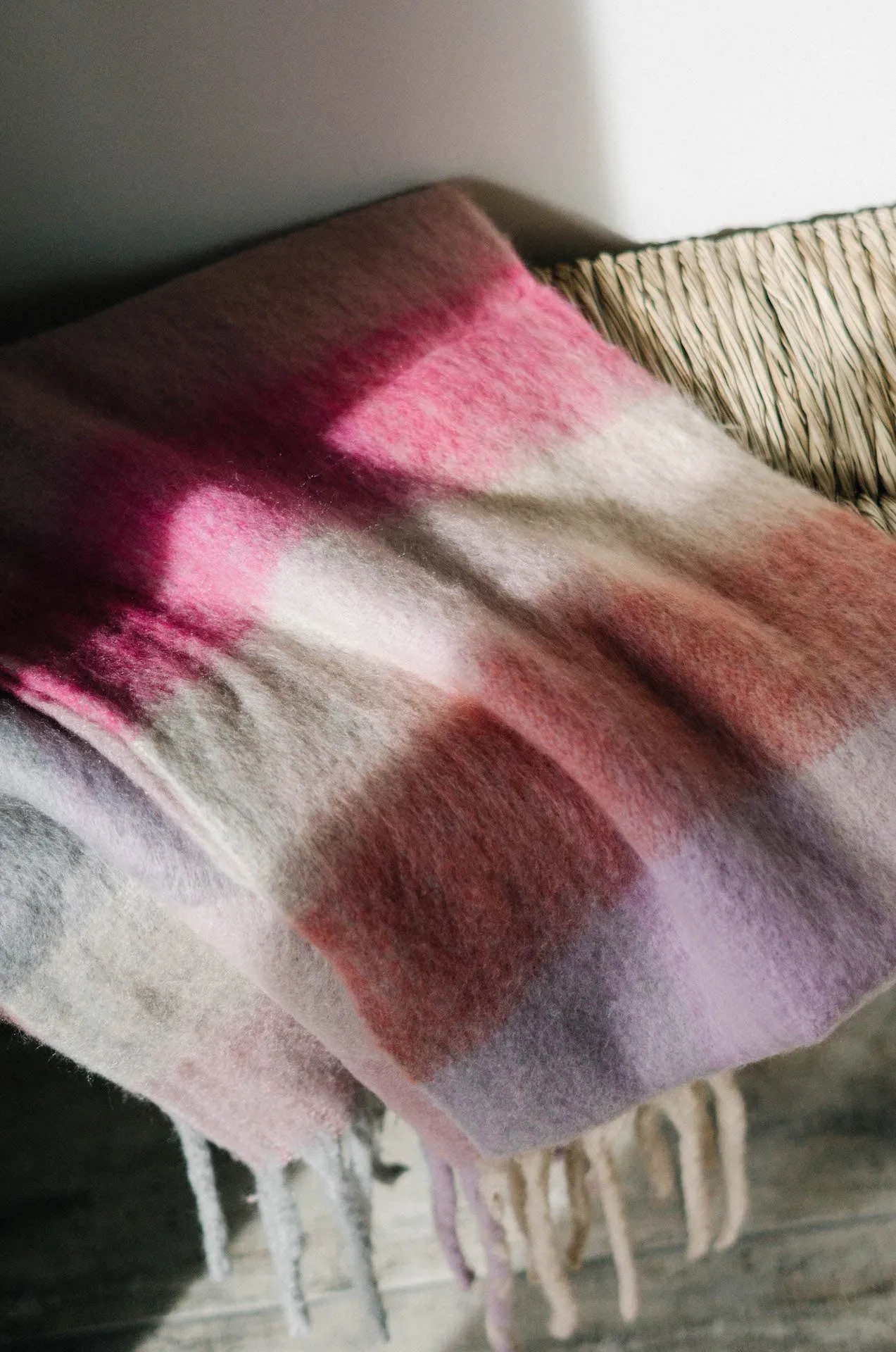Cozy Feels Multicolor Fringe Scarf - Pink