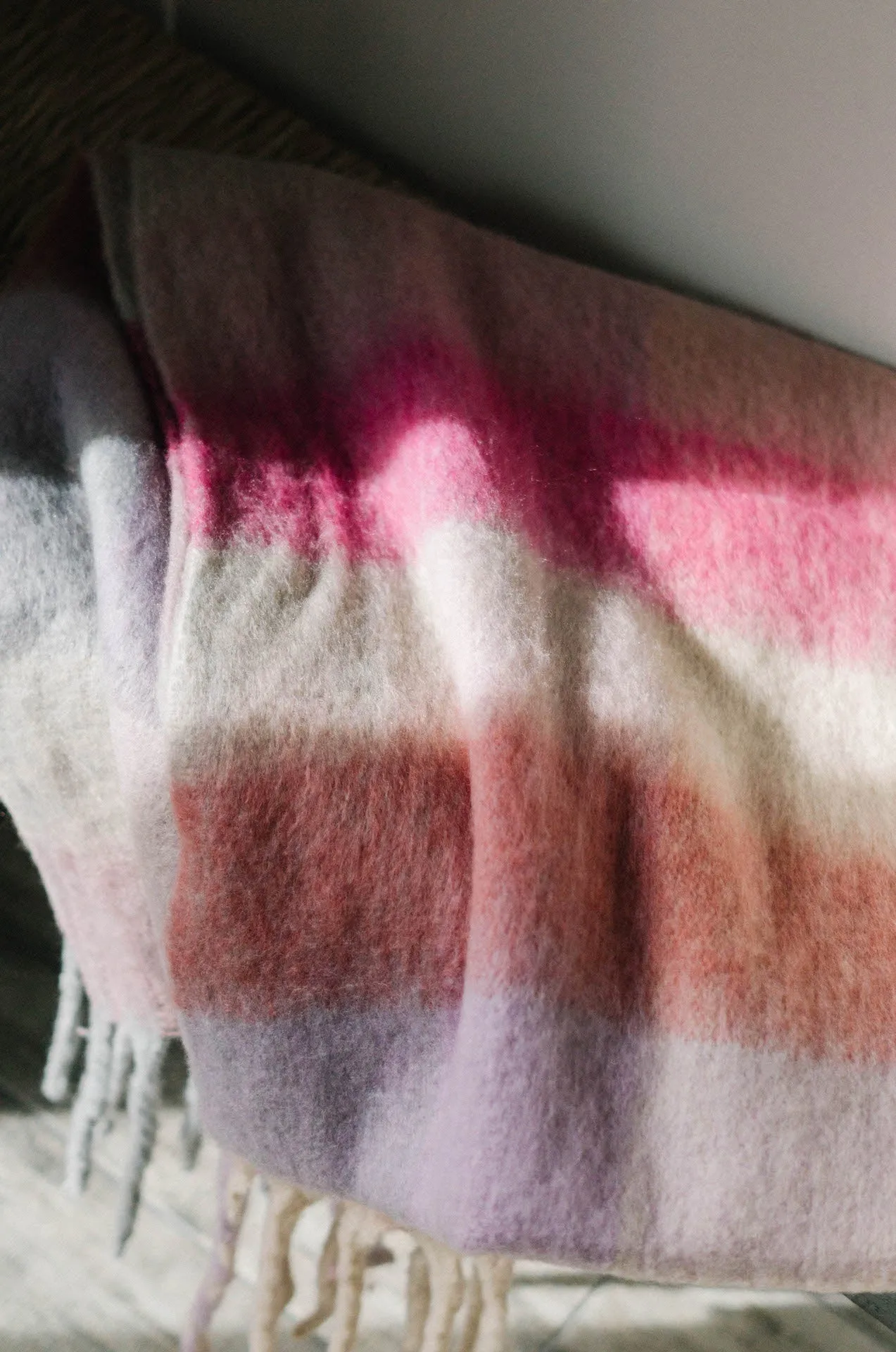 Cozy Feels Multicolor Fringe Scarf - Pink