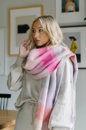 Cozy Feels Multicolor Fringe Scarf - Pink