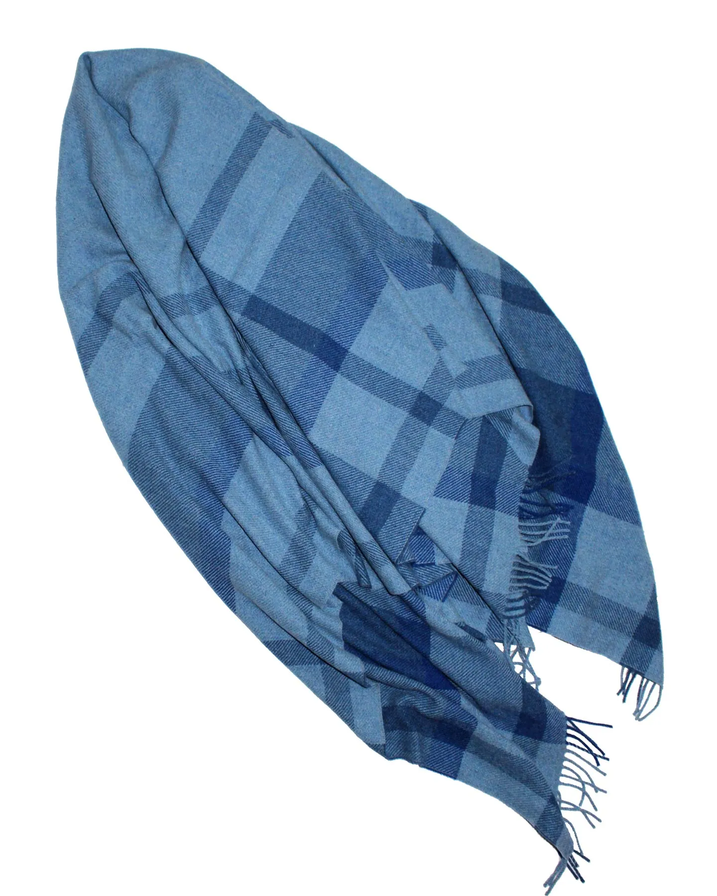 Ermenegildo Zegna Throw Blanket Blue Plaid Design Wool Alpaca Cashmere SALE