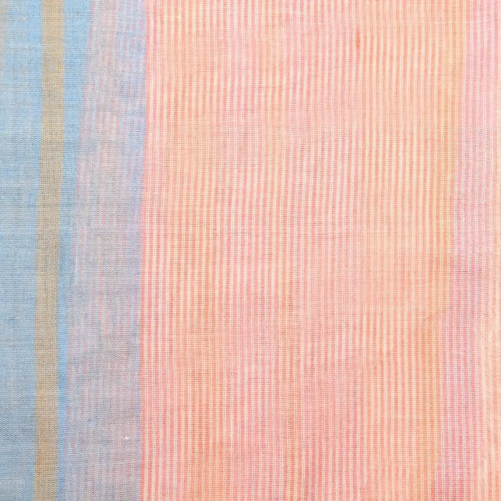 FabSeasons Pink Blue Large Size Striped Polyester Scarf