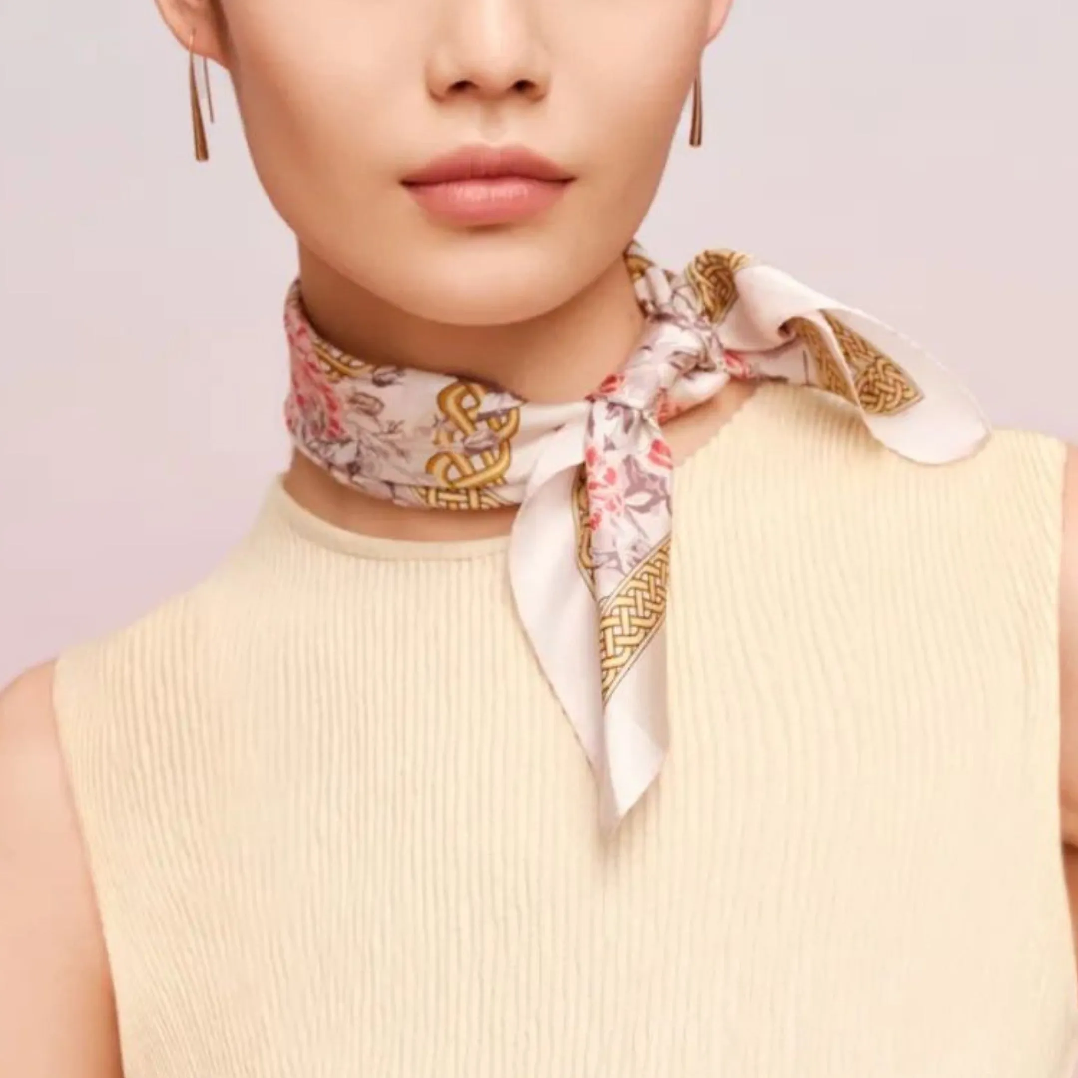 Flower Serenity Pure Mulberry Silk Scarf Bandana