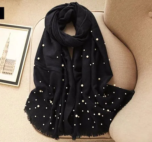 Hot Sale New Pink Solid Beads Women's Artifical Cashmere Pashmina Scarf Warm Scarf Shawl Fashion Large Scarfs 190x70cm