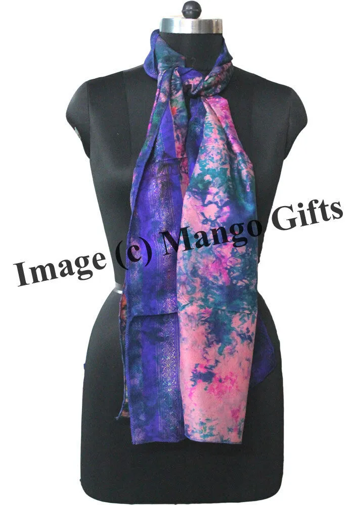 Indian Silk Sari Scarf Tie Dye Scarves Wrap Stole Dupatta Neckwraps Girls Fashion Accessories Wholesale