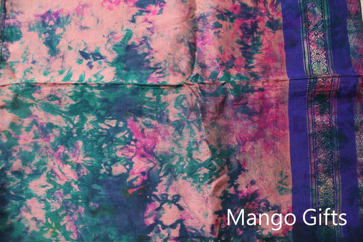 Indian Silk Sari Scarf Tie Dye Scarves Wrap Stole Dupatta Neckwraps Girls Fashion Accessories Wholesale