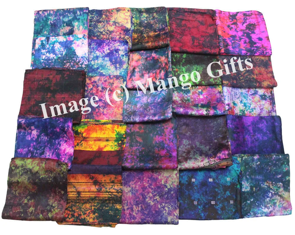 Indian Silk Sari Scarf Tie Dye Scarves Wrap Stole Dupatta Neckwraps Girls Fashion Accessories Wholesale