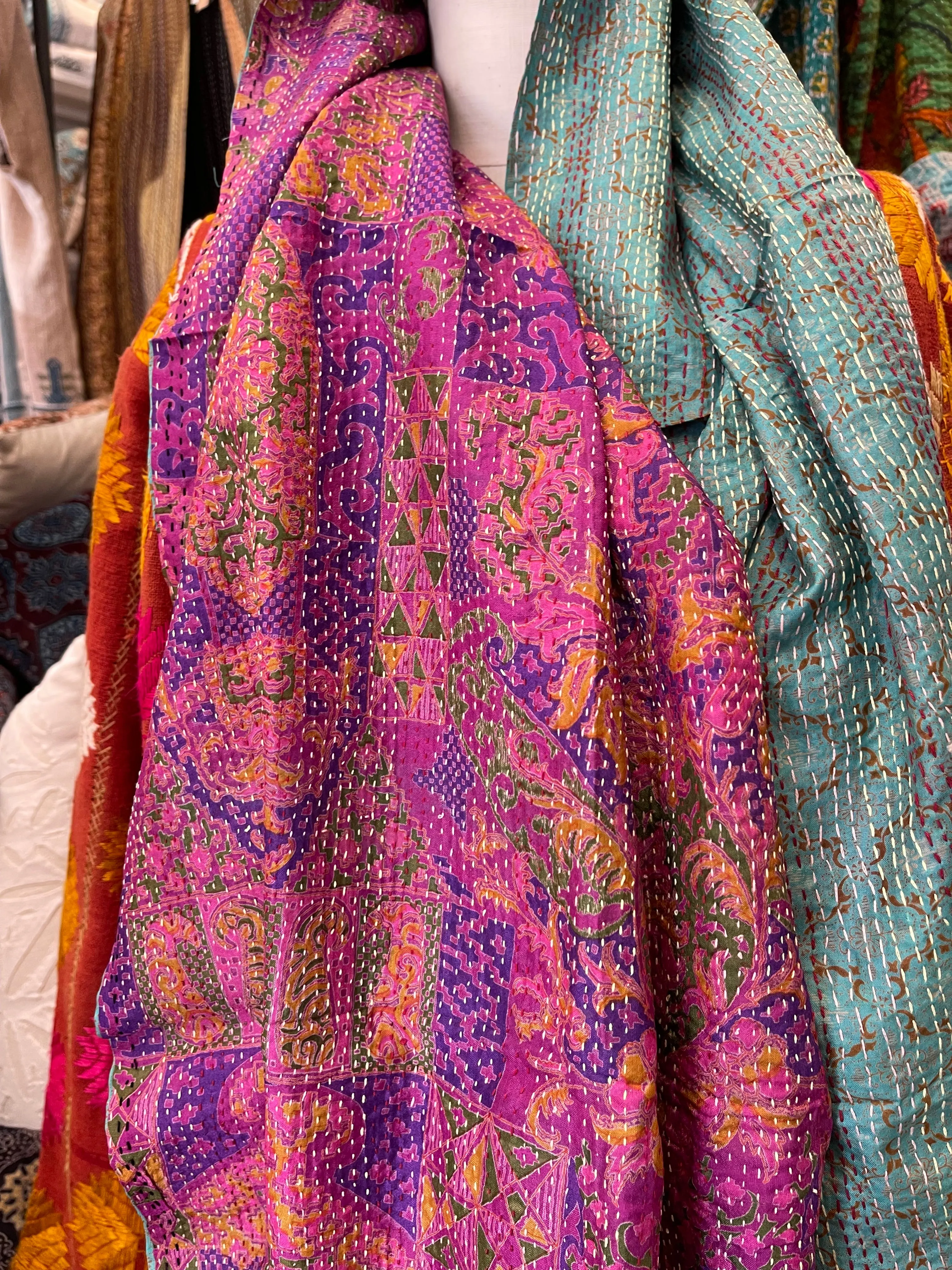 Kantha Silk Muffler - Lotus