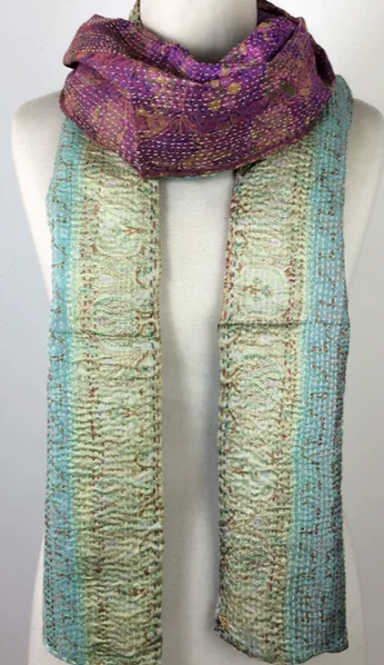 Kantha Silk Muffler - Lotus