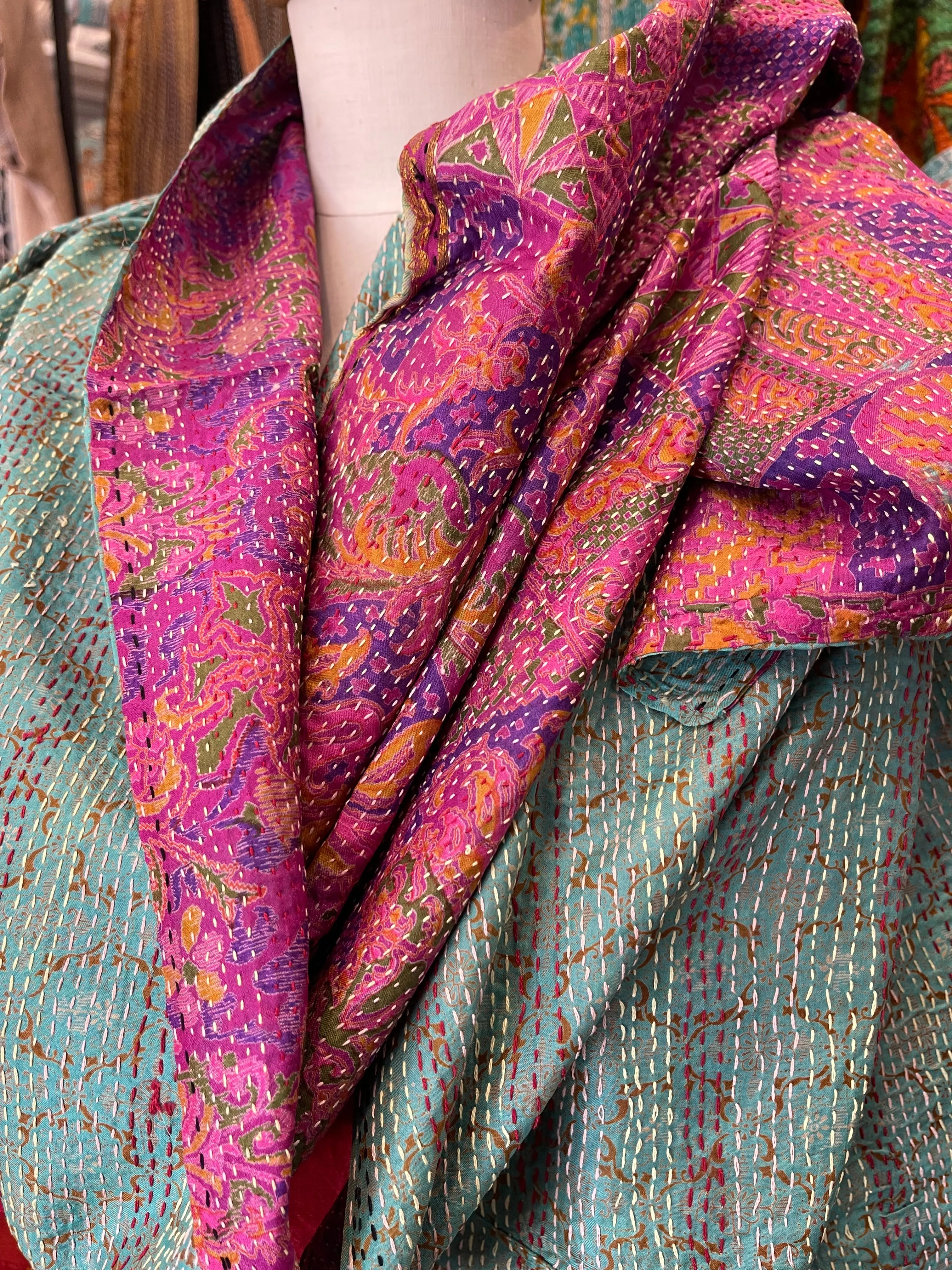 Kantha Silk Muffler - Lotus