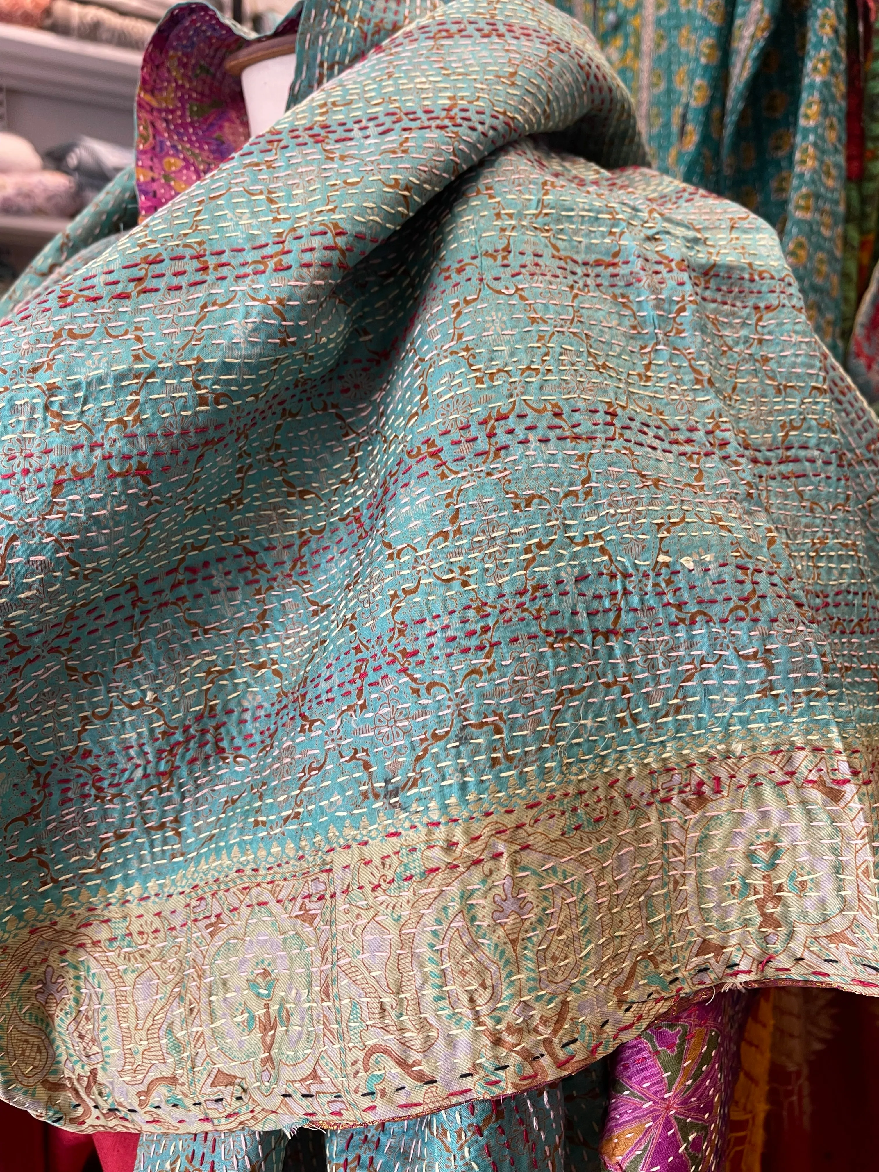 Kantha Silk Muffler - Lotus