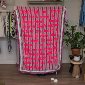 Karien Belle Bordered Scarf - Neon Pink X Purple & Red Tartan