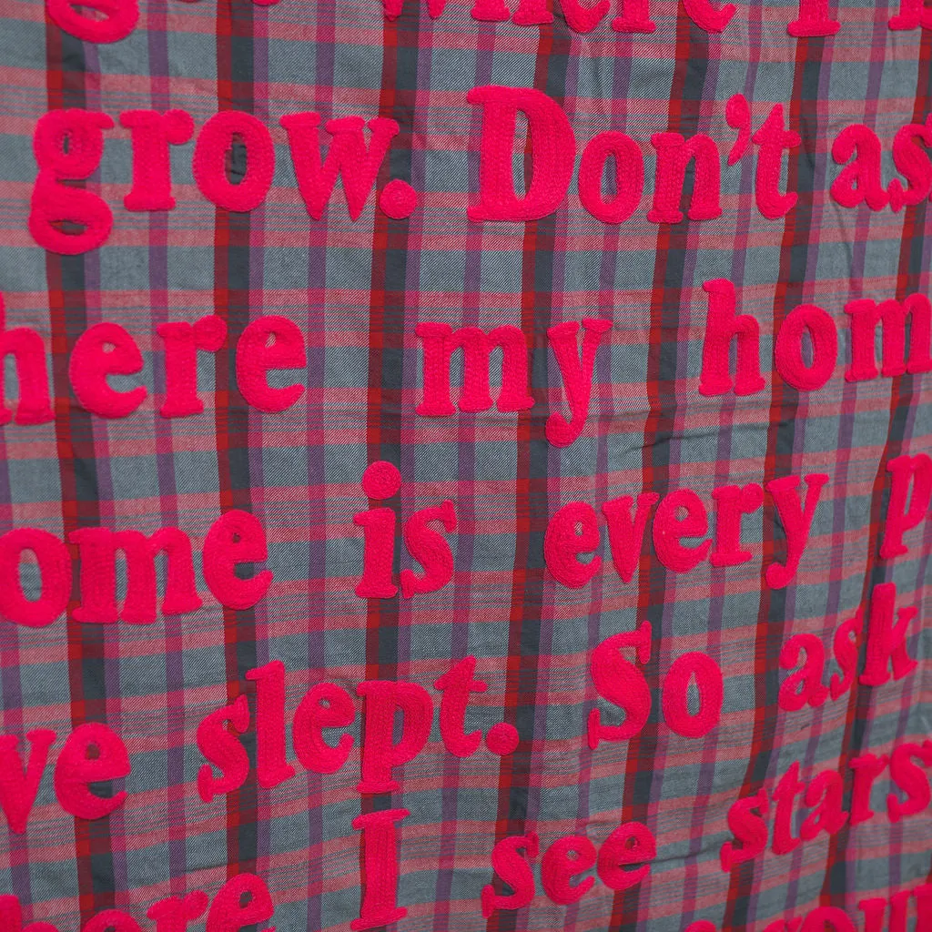 Karien Belle Bordered Scarf - Neon Pink X Purple & Red Tartan