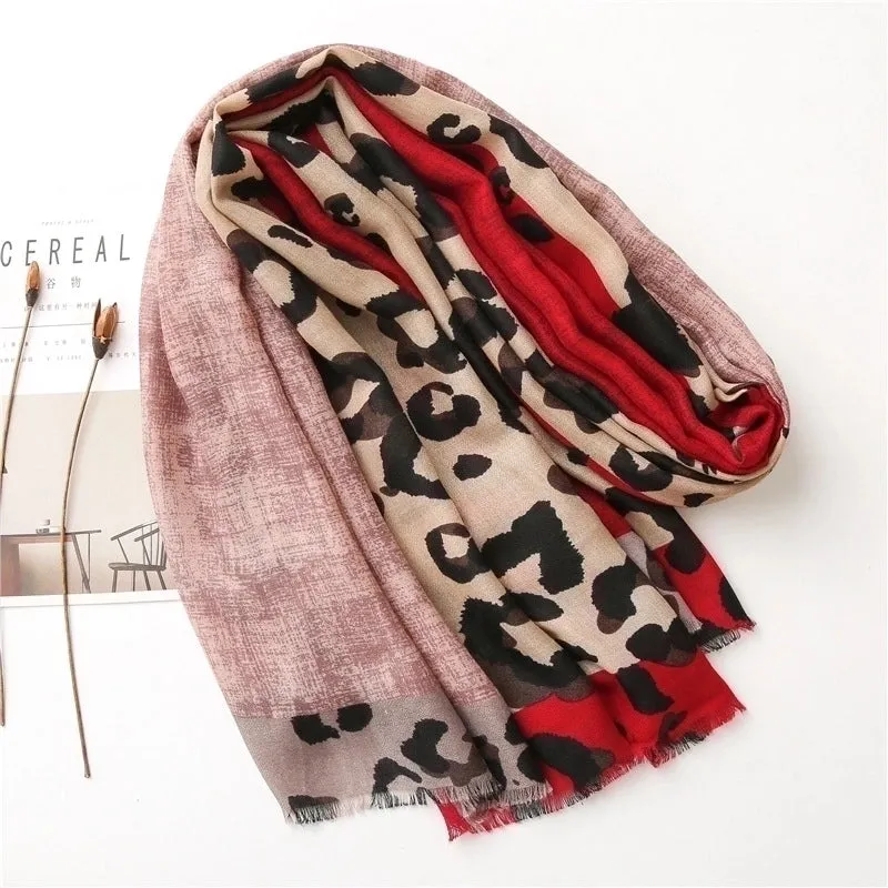 Korean Coffee Color Classic Leopard Scarf