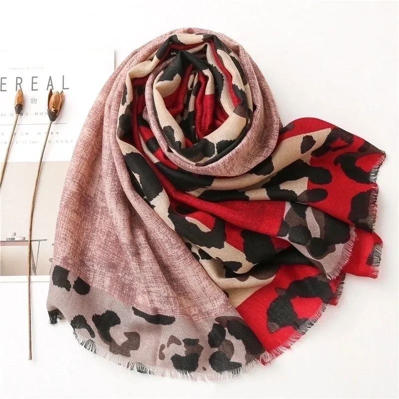 Korean Coffee Color Classic Leopard Scarf