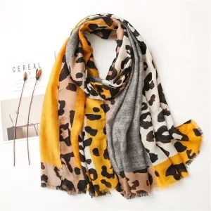 Korean Coffee Color Classic Leopard Scarf