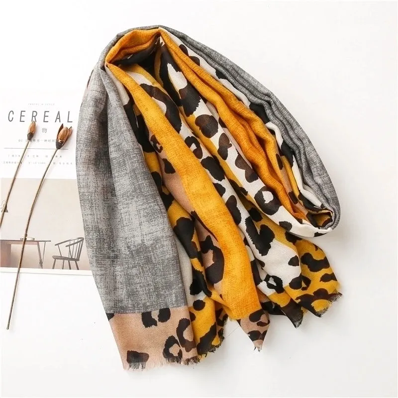 Korean Coffee Color Classic Leopard Scarf