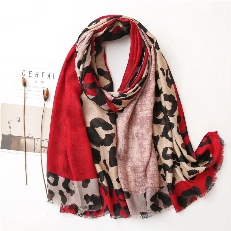 Korean Coffee Color Classic Leopard Scarf