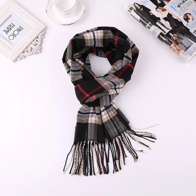 Luxury Brand Men's Winter Plaid Scarf Cashmere shawls Scarves