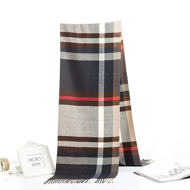 Luxury Brand Men's Winter Plaid Scarf Cashmere shawls Scarves