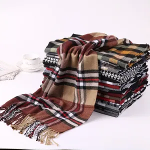 Luxury Brand Men's Winter Plaid Scarf Cashmere shawls Scarves