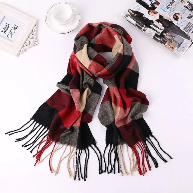 Luxury Brand Men's Winter Plaid Scarf Cashmere shawls Scarves