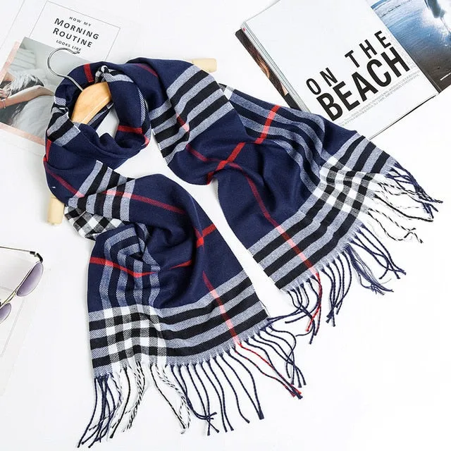 Luxury Brand Men's Winter Plaid Scarf Cashmere shawls Scarves