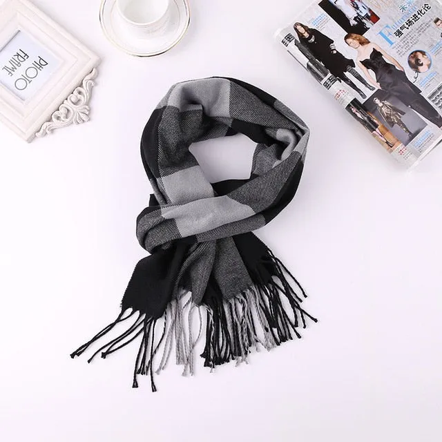 Luxury Brand Men's Winter Plaid Scarf Cashmere shawls Scarves