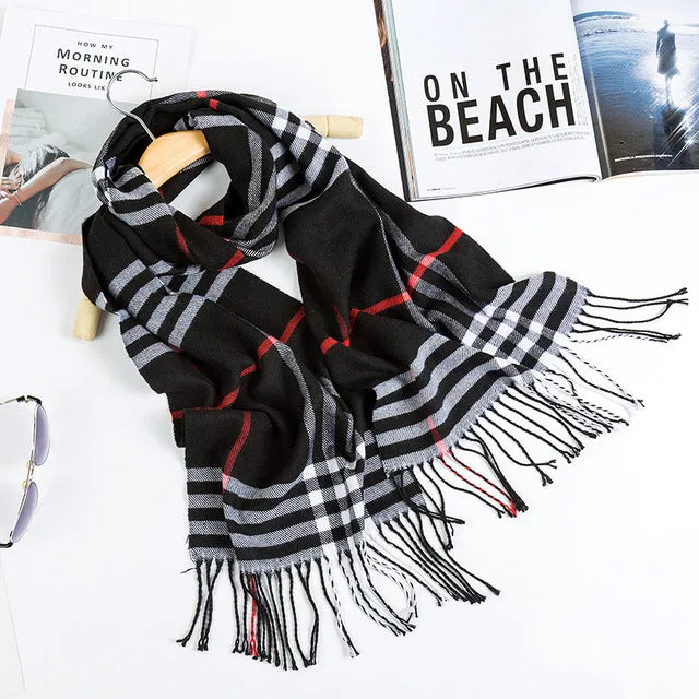 Luxury Brand Men's Winter Plaid Scarf Cashmere shawls Scarves