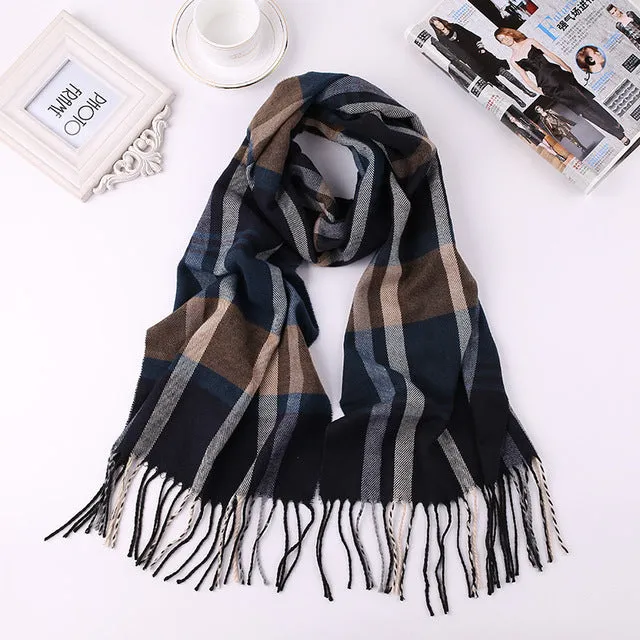 Luxury Brand Men's Winter Plaid Scarf Cashmere shawls Scarves