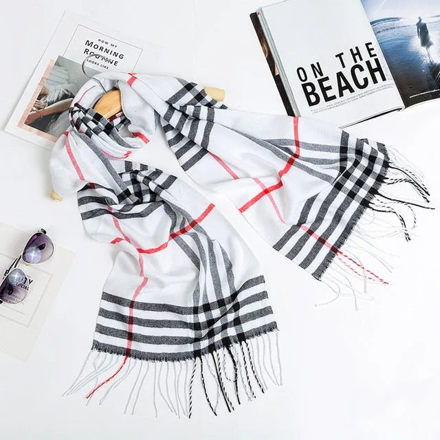 Luxury Brand Men's Winter Plaid Scarf Cashmere shawls Scarves