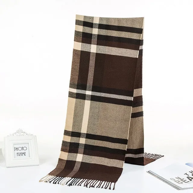 Luxury Brand Men's Winter Plaid Scarf Cashmere shawls Scarves