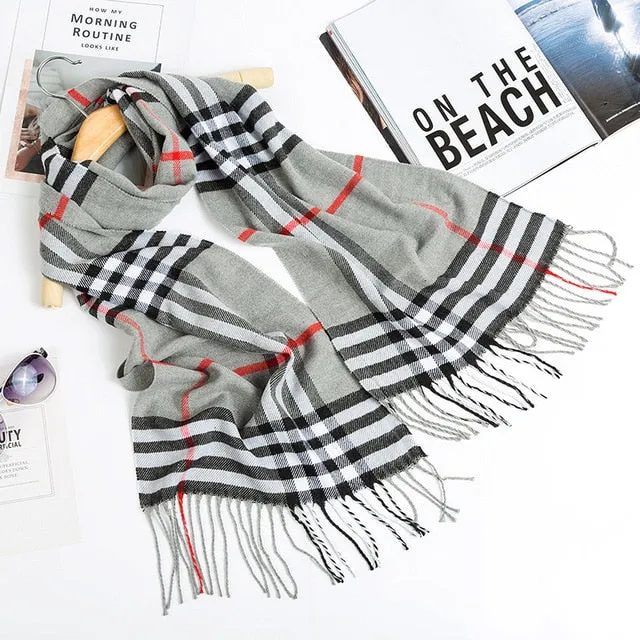 Luxury Brand Men's Winter Plaid Scarf Cashmere shawls Scarves