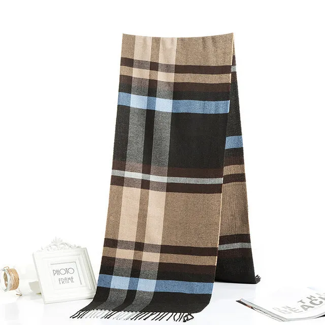 Luxury Brand Men's Winter Plaid Scarf Cashmere shawls Scarves