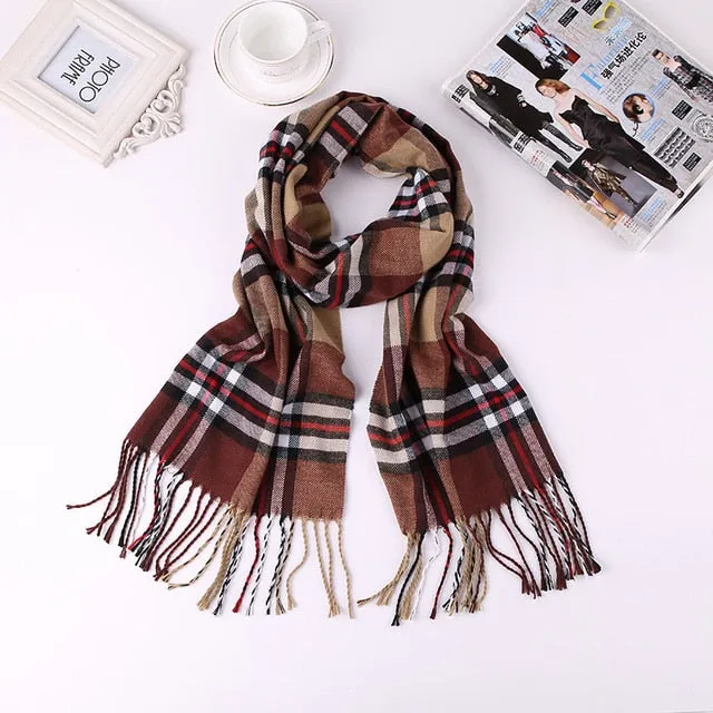 Luxury Brand Men's Winter Plaid Scarf Cashmere shawls Scarves
