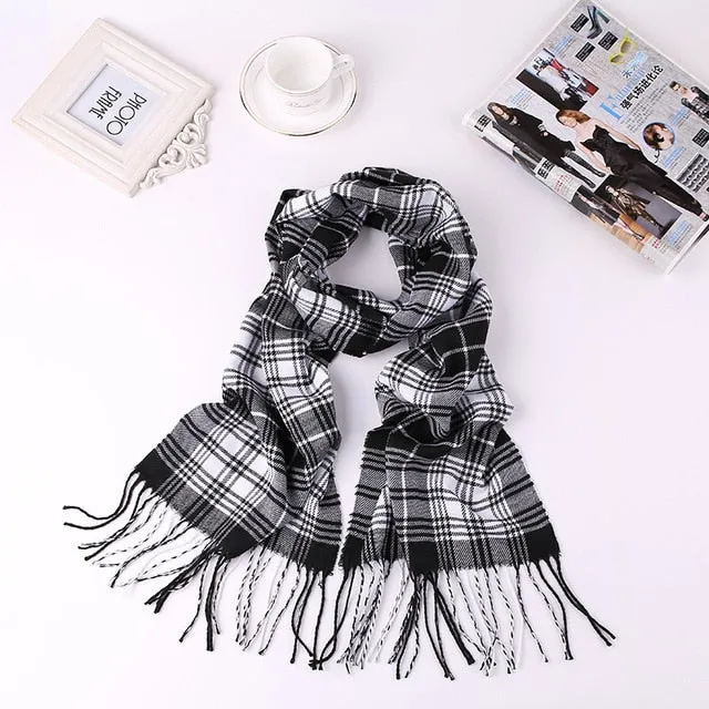 Luxury Brand Men's Winter Plaid Scarf Cashmere shawls Scarves