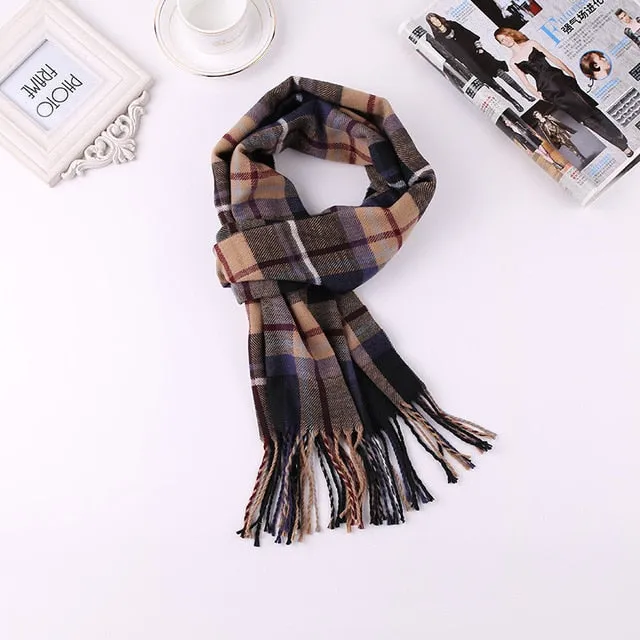 Luxury Brand Men's Winter Plaid Scarf Cashmere shawls Scarves