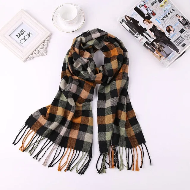 Luxury Brand Men's Winter Plaid Scarf Cashmere shawls Scarves