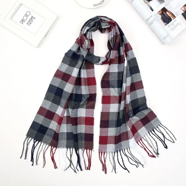 Luxury Brand Men's Winter Plaid Scarf Cashmere shawls Scarves