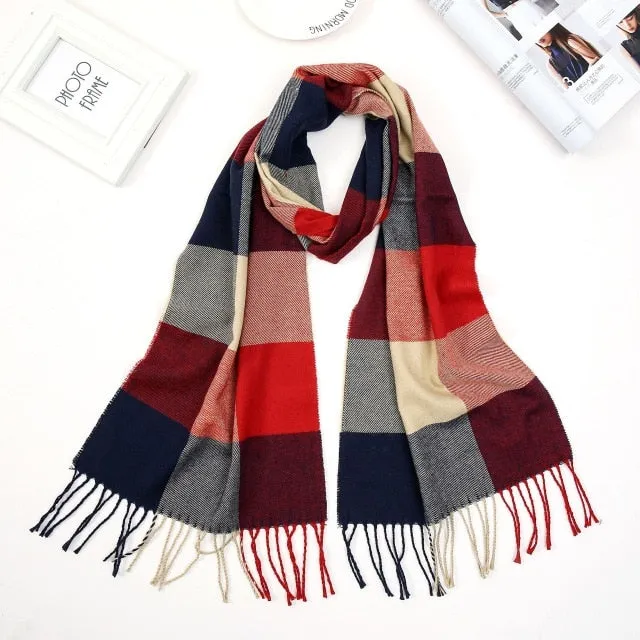 Luxury Brand Men's Winter Plaid Scarf Cashmere shawls Scarves