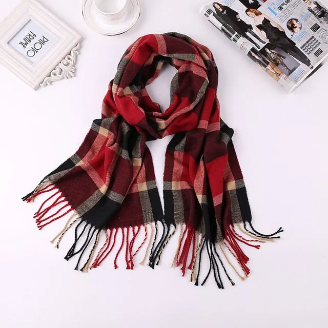 Luxury Brand Men's Winter Plaid Scarf Cashmere shawls Scarves